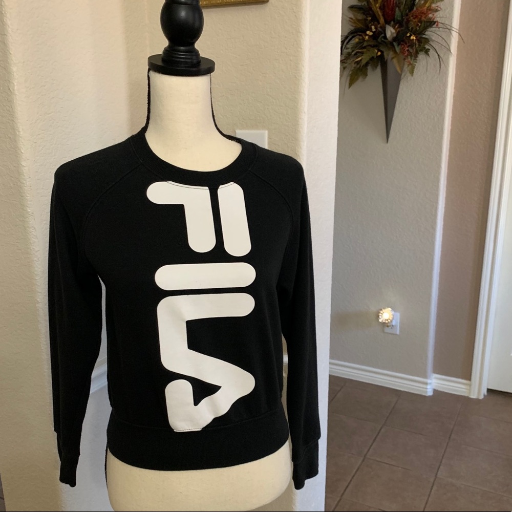 Fila black logo Fila down the front sweatshirt Size S